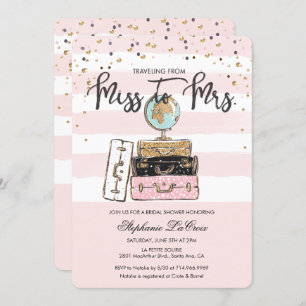 Reizen van Miss naar Mrs Bridal Invitation Kaart