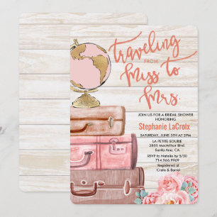 Reizen van Miss naar Mrs Bruidsdouche Kaart