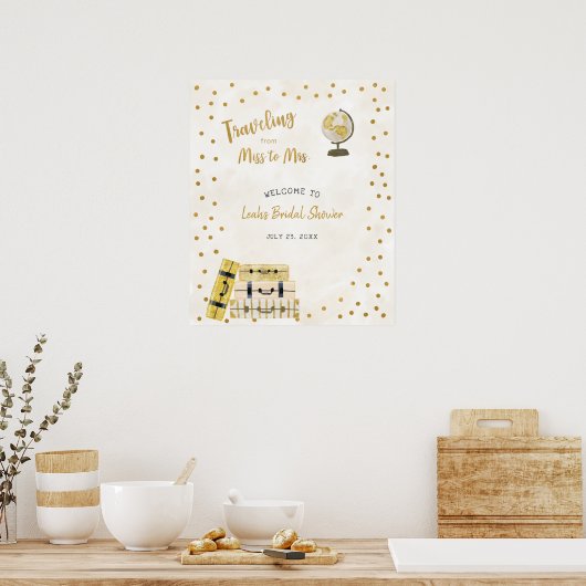 Reizen van Miss naar Mrs bruidsfeest bord Poster (Keuken)