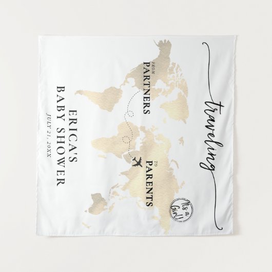 Reizen van Partners naar Ouders Gold Map Wandkleed (Voorkant (horizontaal))