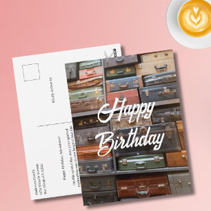 Reizen Verjaardag Vintage Koffer Foto Cool Retro Briefkaart