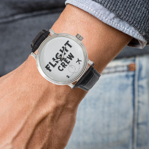 Reizen Wanderlust Black Flight Crew en Vliegtuig Horloge