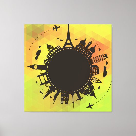 Reizen Wereld Bezienswaardigheden Cool Illustratie Canvas Afdruk (Voorkant)