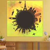 Reizen Wereld Bezienswaardigheden Cool Illustratie Canvas Afdruk (Insitu (Woonkamer))