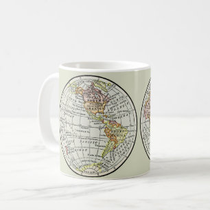 Reizen Wereldbol Map Earth 1916 World Atlas Koffiemok