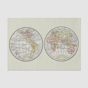 Reizen Wereldbol Map Earth 1916 World Atlas Tissuepapier