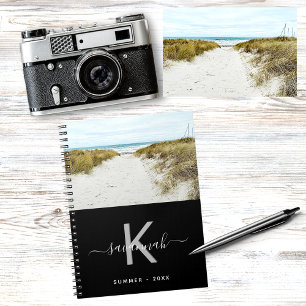 Reizen zomer foto zwart wit monogram notitieboek