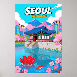 Reizen Zuid-Korea Pop Art Poster