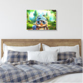 Reizende uil op een betoverd bos canvas afdruk (Insitu (Slaapkamer))