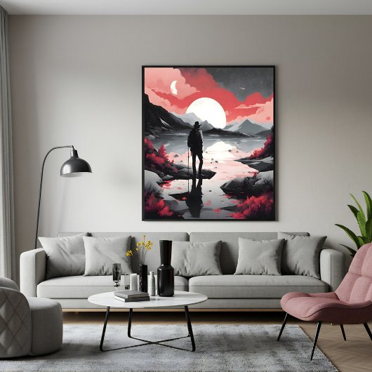 Reiziger bij schemering poster