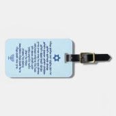 Reizigergebed op Hebreeuwse Blauwe Tekst Bagagelabel (Voorkant horizontaal)