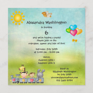 Reizigers en meisjes in Train Birthday Party Kaart