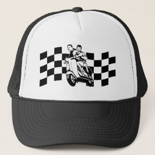Reizigers met zwarte en witte vinkjes trucker pet