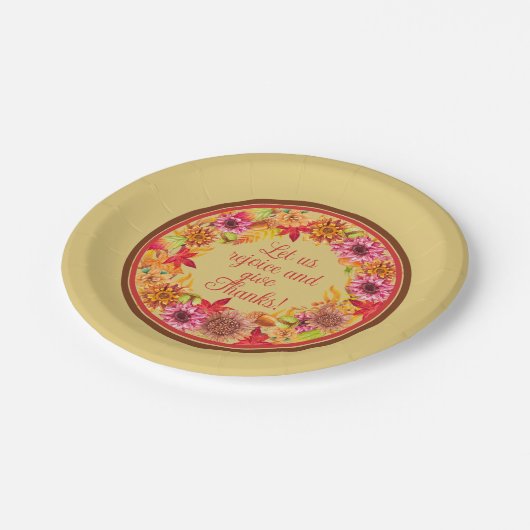 Rejoice and Geef Bedankt Autumn Foliage Wreater Papieren Bordje (Gekanteld)