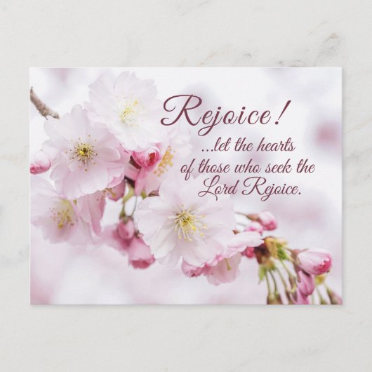 Rejoice Bible Verse Cherry Blossom Pasen Briefkaart (Voorkant)