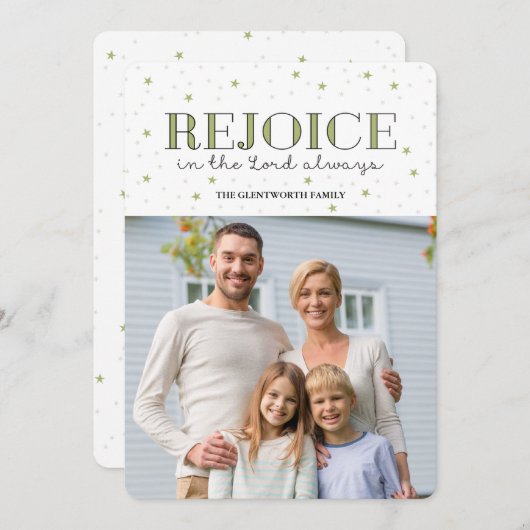 Rejoice Holiday kerstfotokaart Feestdagenkaart (Voorkant / Achterkant)