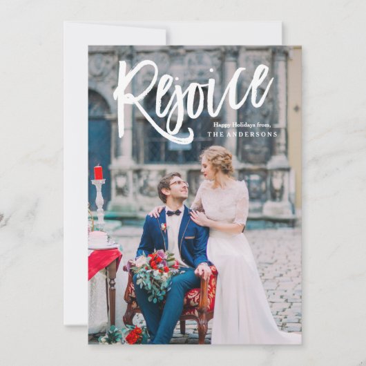 Rejoice Holiday Overlay Fotokaart Feestdagenkaart (Voorkant)