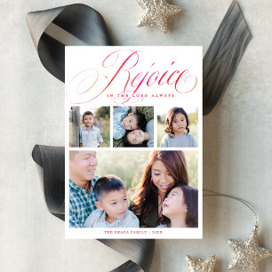 Rejoice in the Lord Altijd religieus Kerstmis Feestdagenkaart