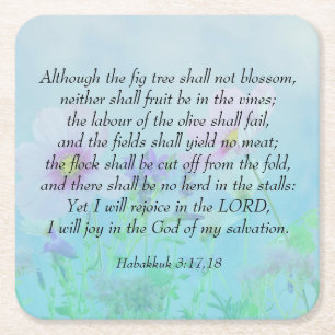 Rejoice in the Lord - Habakkuk 3:17,18 Vierkante Kartonnen Onderzetter