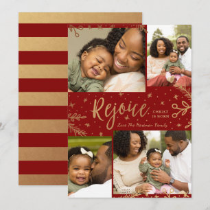 Rejoice Kerstkaart voor collage Faux Folie Red