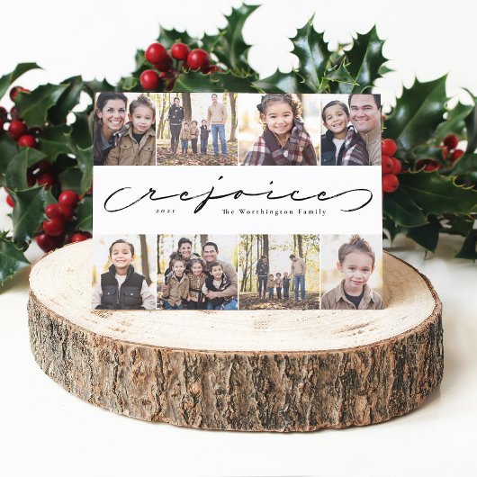 Rejoice photo collage religieux carte de Noël