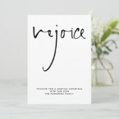 Rejoice Script Black White Name Kerstmis Feestdagenkaart (Staand voorkant)