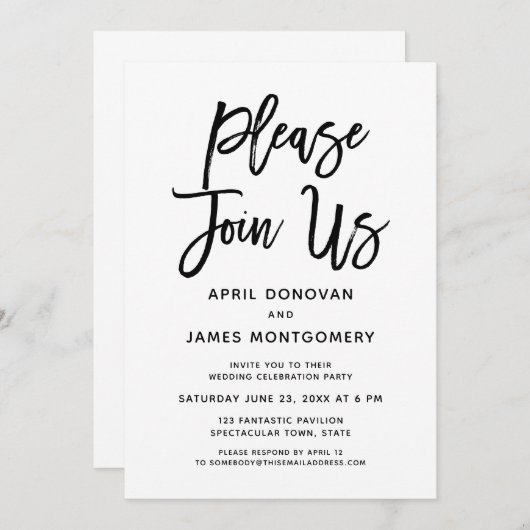 Rejoignez-nous Faire-part de mariage de typographi (Devant / Derrière)