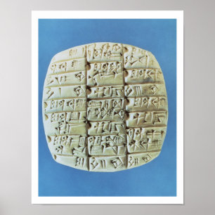 Rekeningoverzicht met cuneiform script, c.2400 BC  Poster