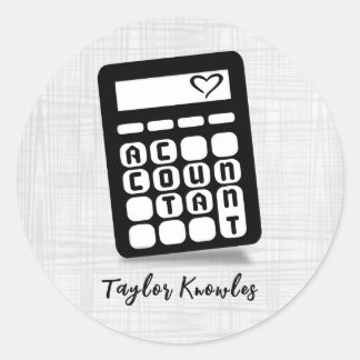 Rekenmachine Accountant Hart Ronde Sticker