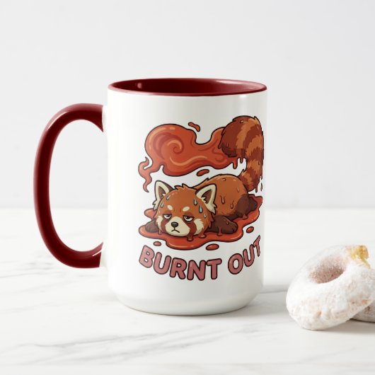 Relatable "Burnt Out" Red Panda – Cute Melted Aest Mok (Met donut)