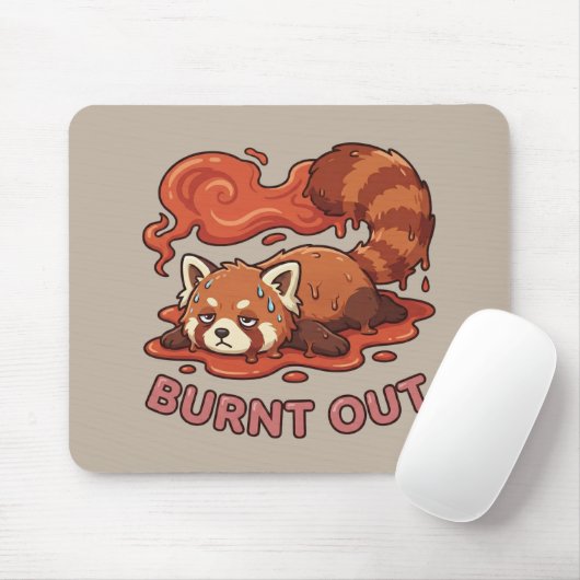 Relatable "Burnt Out" Red Panda – Cute Melted Aest Muismat (Met muis)