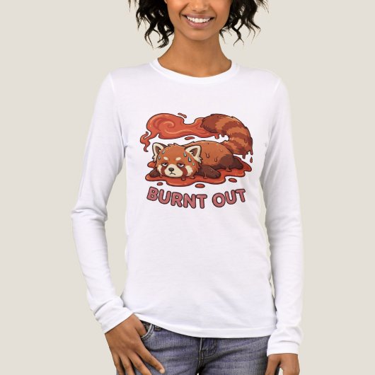 Relatable "Burnt Out" Red Panda – Cute Melted Aest Tri-Blend Shirt (Voorkant volledig)