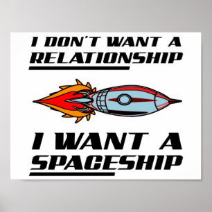 Relatie Spaceship Funny Poster