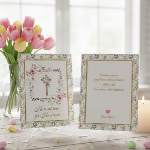 Relatief Pasen Christelijke Feestdag Hij Is Opgest Kaart