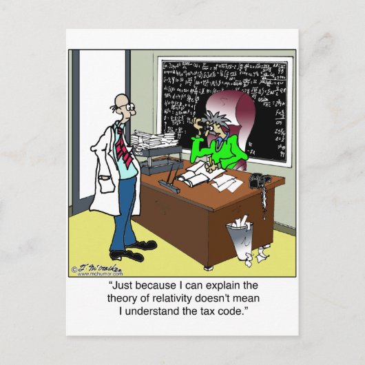 Relativiteitstheorie en belastingcode briefkaart (Voorkant)