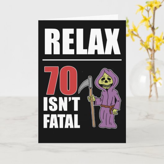 Relax 70 n'est pas fatale Grim Reaper carte d'anni (Fleur jaune)