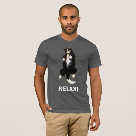 Relax ami ! T-shirt chat couché (Devant entier)