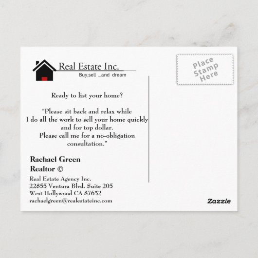 RELAX Carte postale Immobilier (Dos)