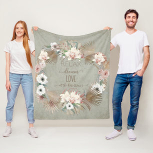 Relax Dream Love Family Name Tropical Sage Floral Fleece Deken