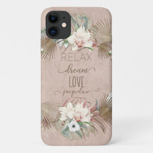 Relax Dream Love Tropical Blush Pink Orchid Palm iPhone 11 Hoesje