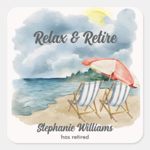 Relax en pensioen Tropical Beach Chair Thema Party Vierkante Sticker
