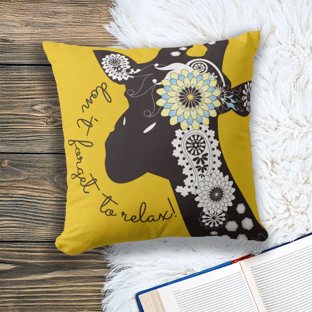 Relax Geel Funky Grappige Giraffe Kussen (Creator heeft geüpload)