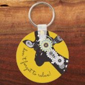 Relax - Gele Funky Cool Giraffe Sleutelhanger (Voorkant)