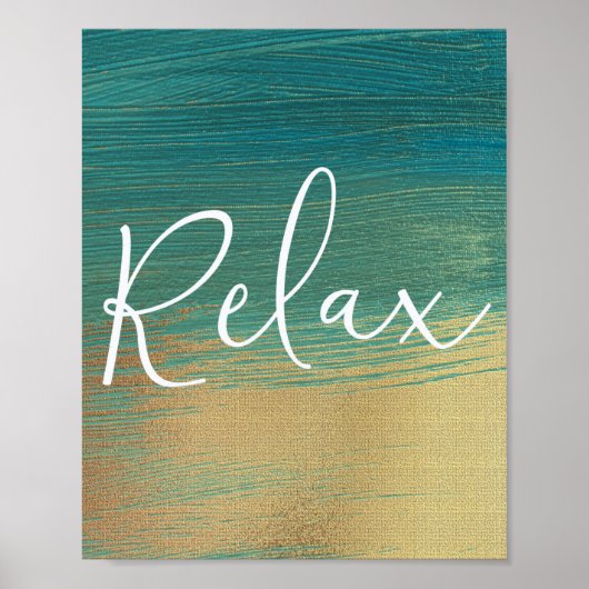 Relax Green Gold Scripture Bathroom wall poster (Devant)