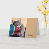 Relax... Het is een Cat Thema Afscheid Pensioen Ka Kaart (Gele Bloem)