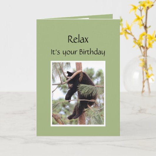 Relax het is uw verjaardag Beer aanmoedigen van pl Kaart (Gele Bloem)