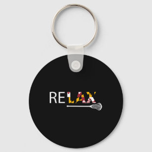 Relax Maryland Vlag Lacrosse Lax Stick Mannen Vrou Sleutelhanger