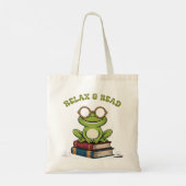 Relax & Read Cute Frog on Books | Funny Bookworm  Tote Bag (Achterkant)