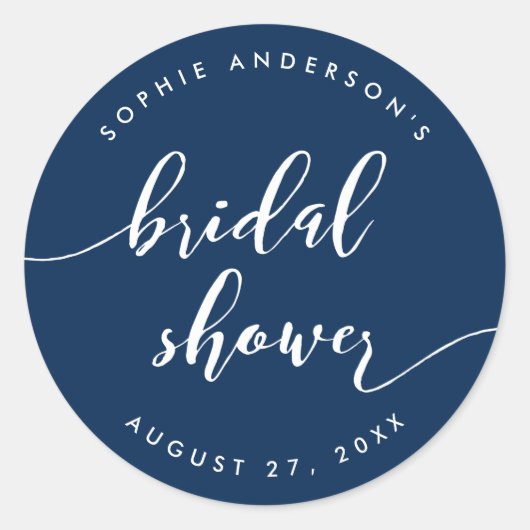 Relax Script Bruidsdouche Eigen Achtergrond Kleur Ronde Sticker (Voorkant)