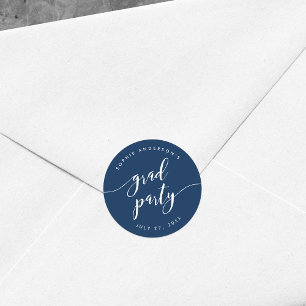 Relax Script Grad Feest Bewerkbare Kleur Ronde Sticker